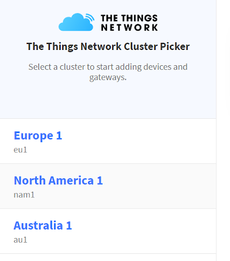 The Things Network Cluster Picker