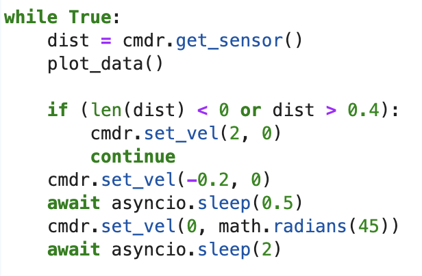 Faster obstacle avoidance code screenshot