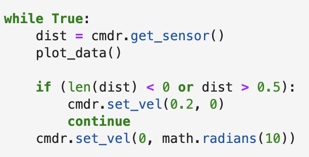 Very simple obstacle avoidance code screenshot