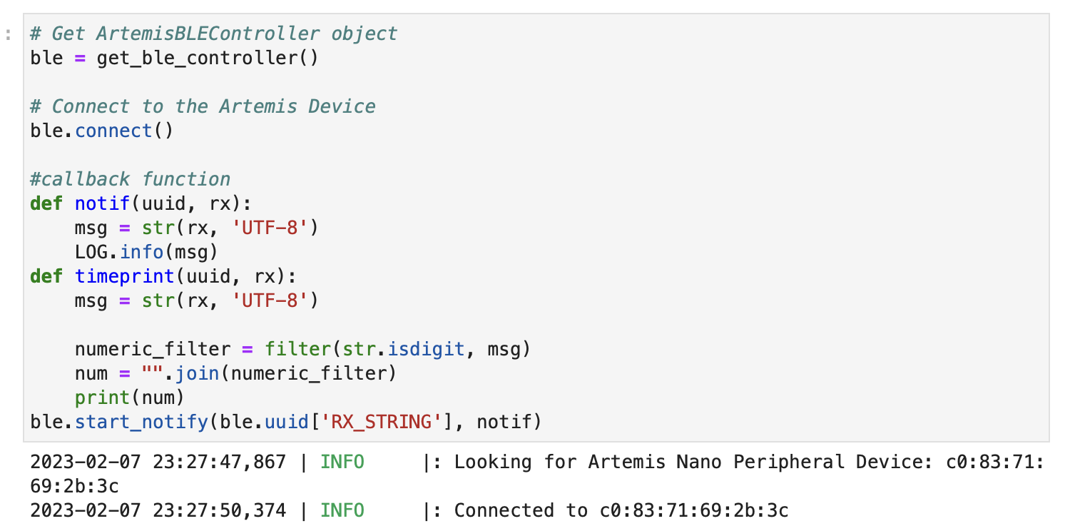 Successful bluetooth connection