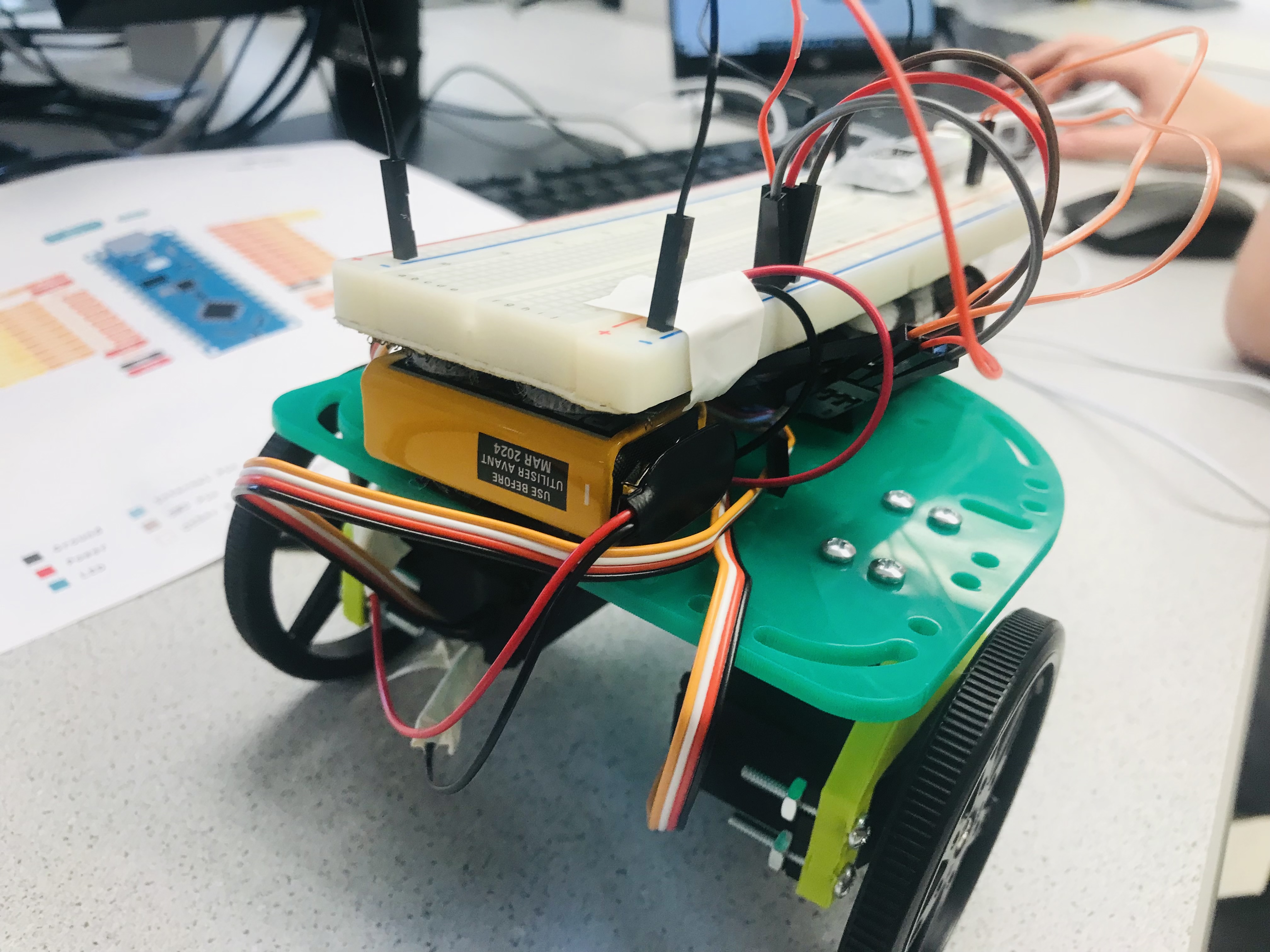 Breadboard placed on top with Velcro