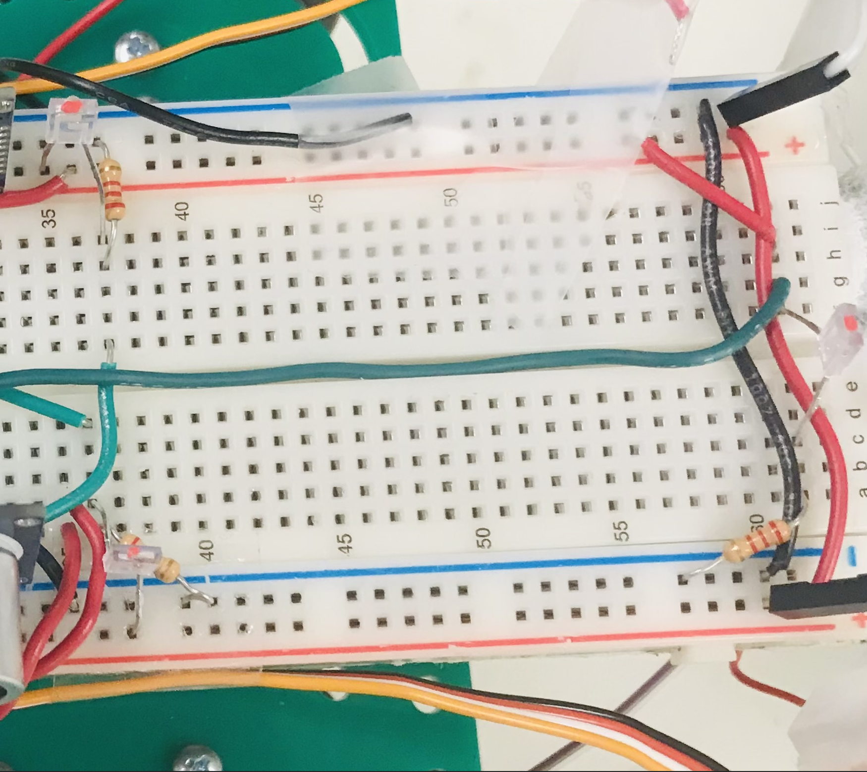 Phototransistor circuits on the robot's board