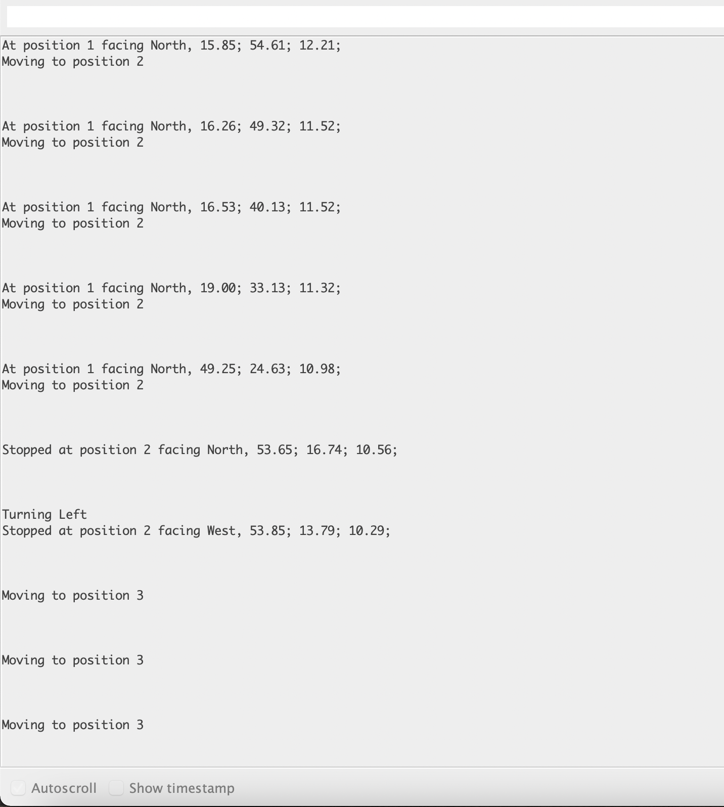 Screenshots of Serial monitor