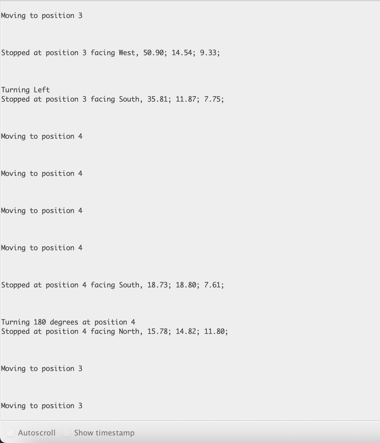 Screenshots of Serial monitor