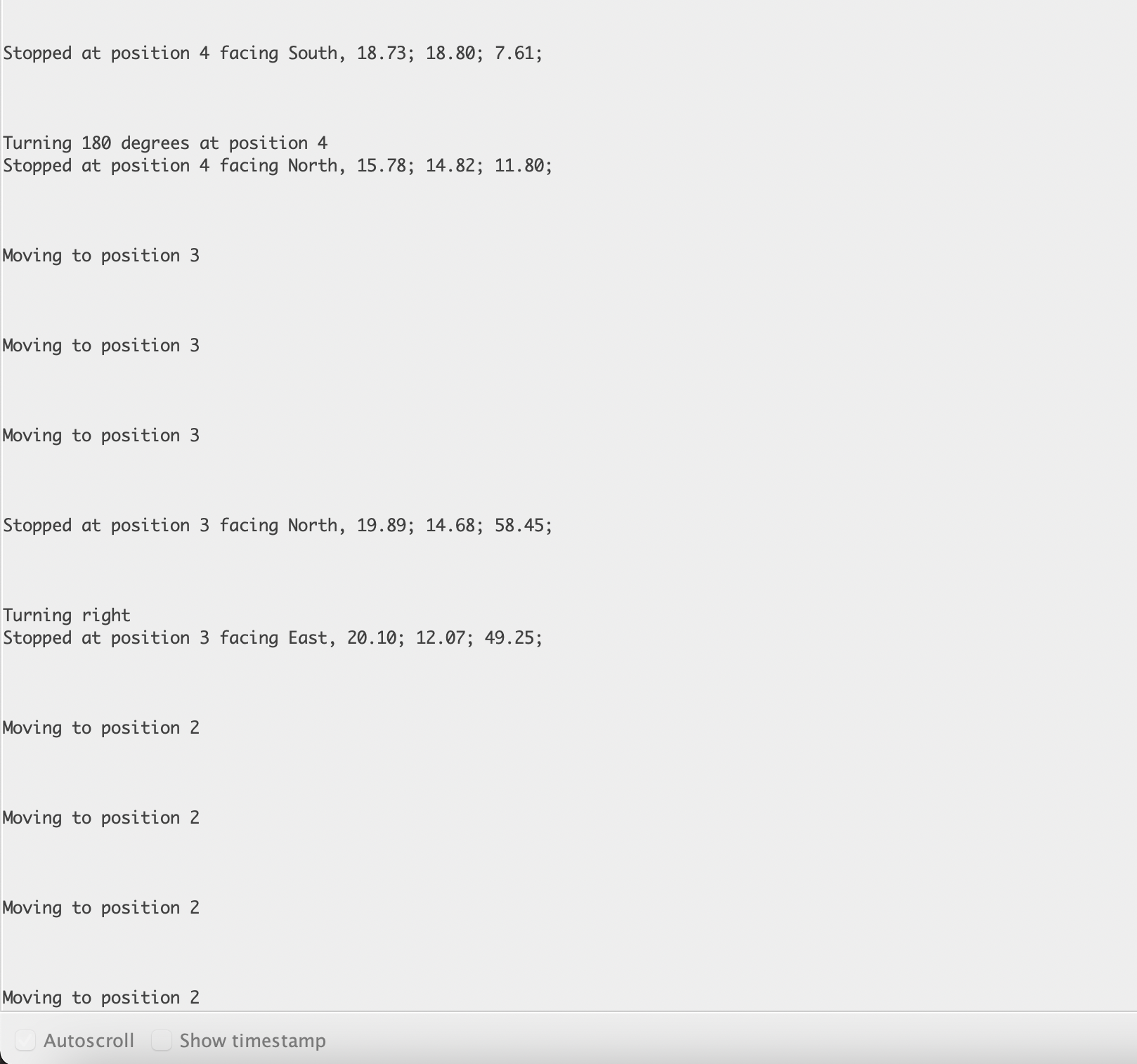 Screenshots of Serial monitor