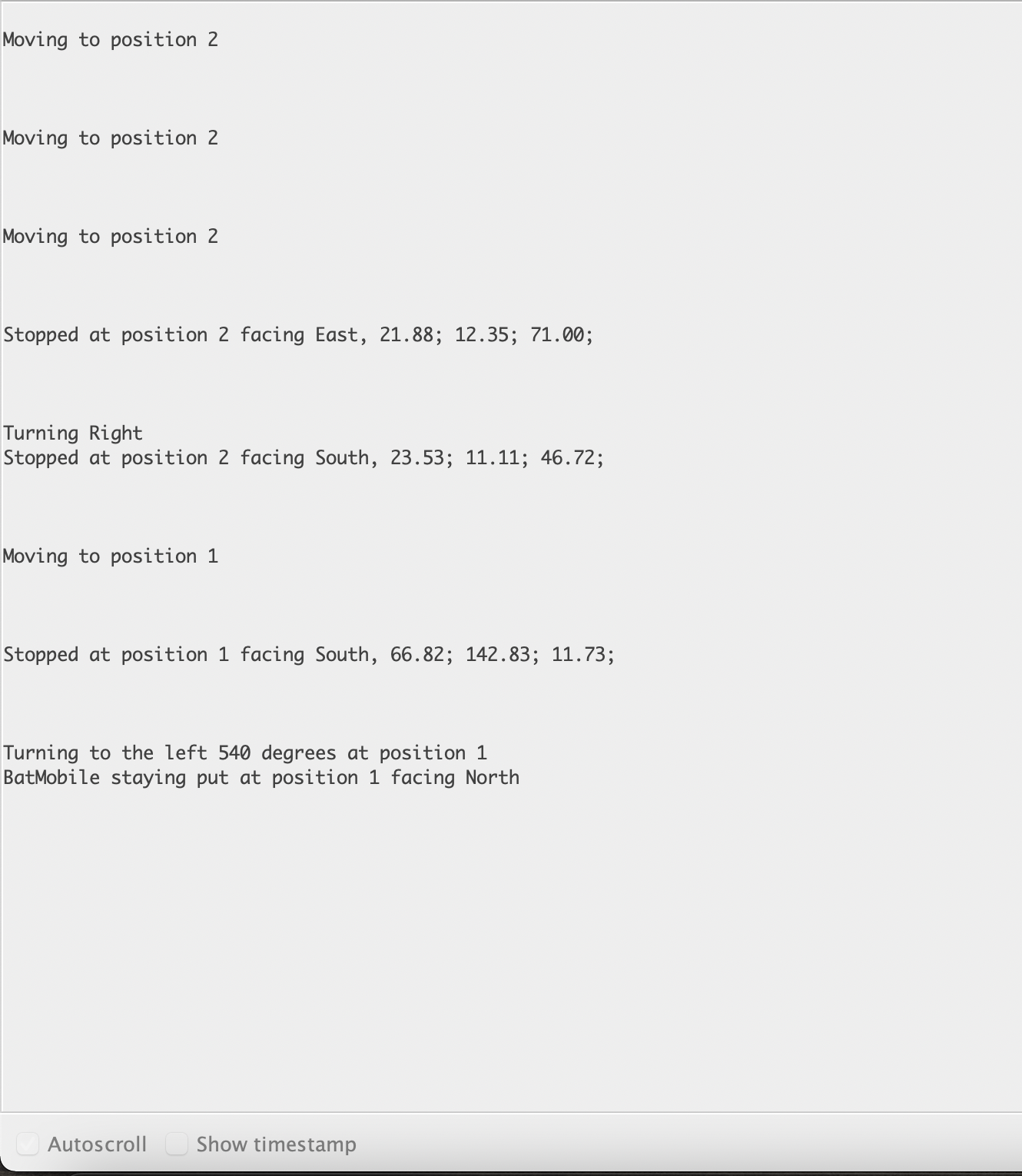 Screenshots of Serial monitor