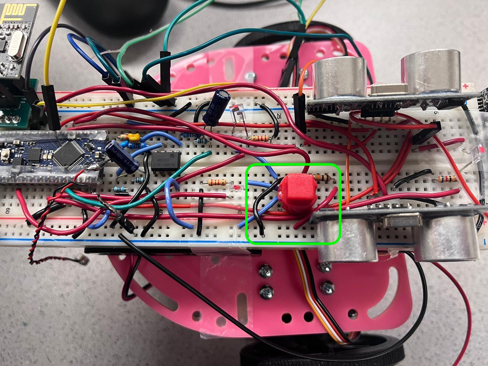Pushbutton circuit on breadboard