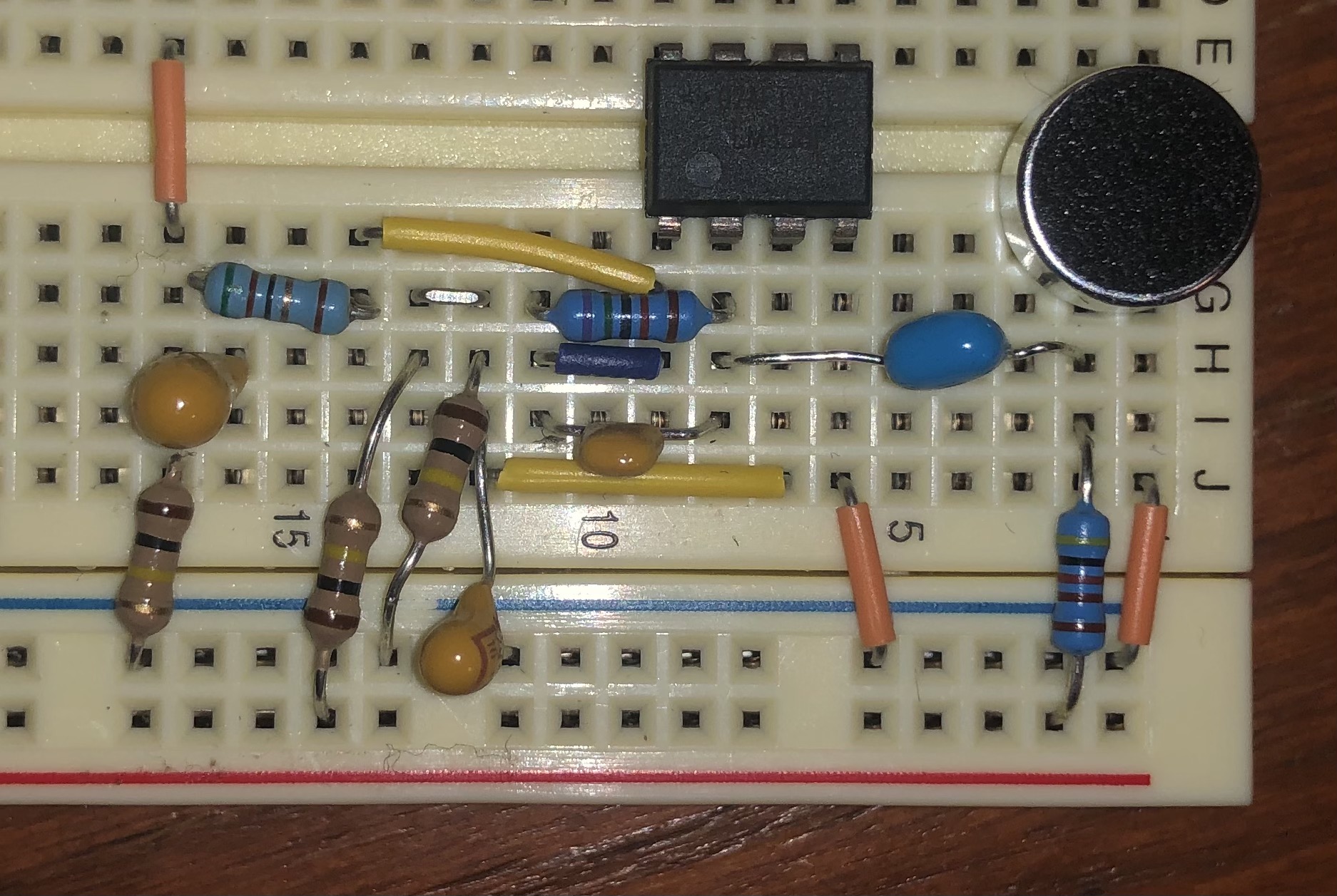 Picture of the amplified microphone circuit