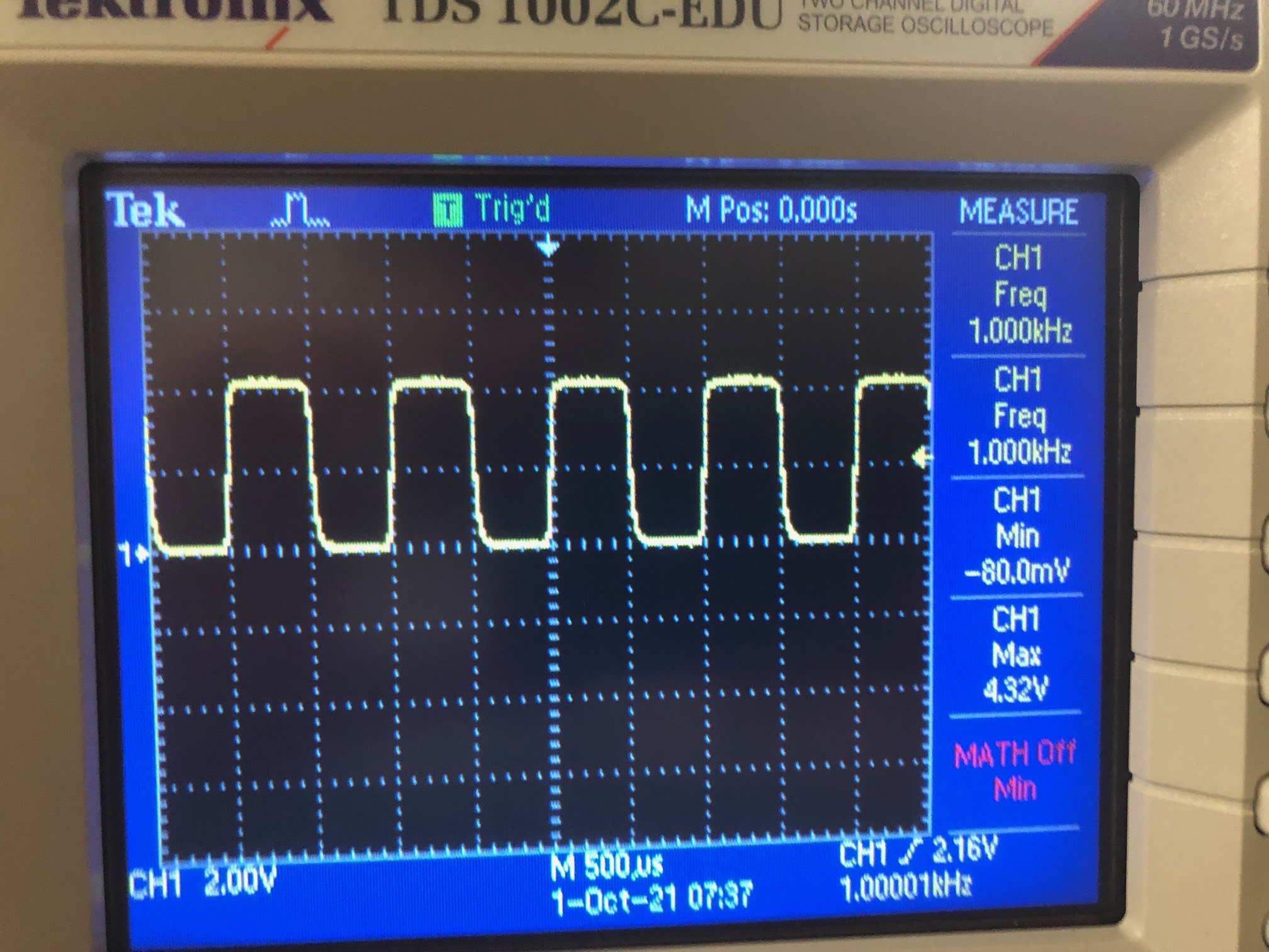 Oscilloscope measurement on the IR detection circuit