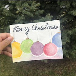 Christmas card with ornaments