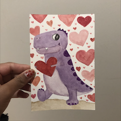 Dinosaur with Hearts